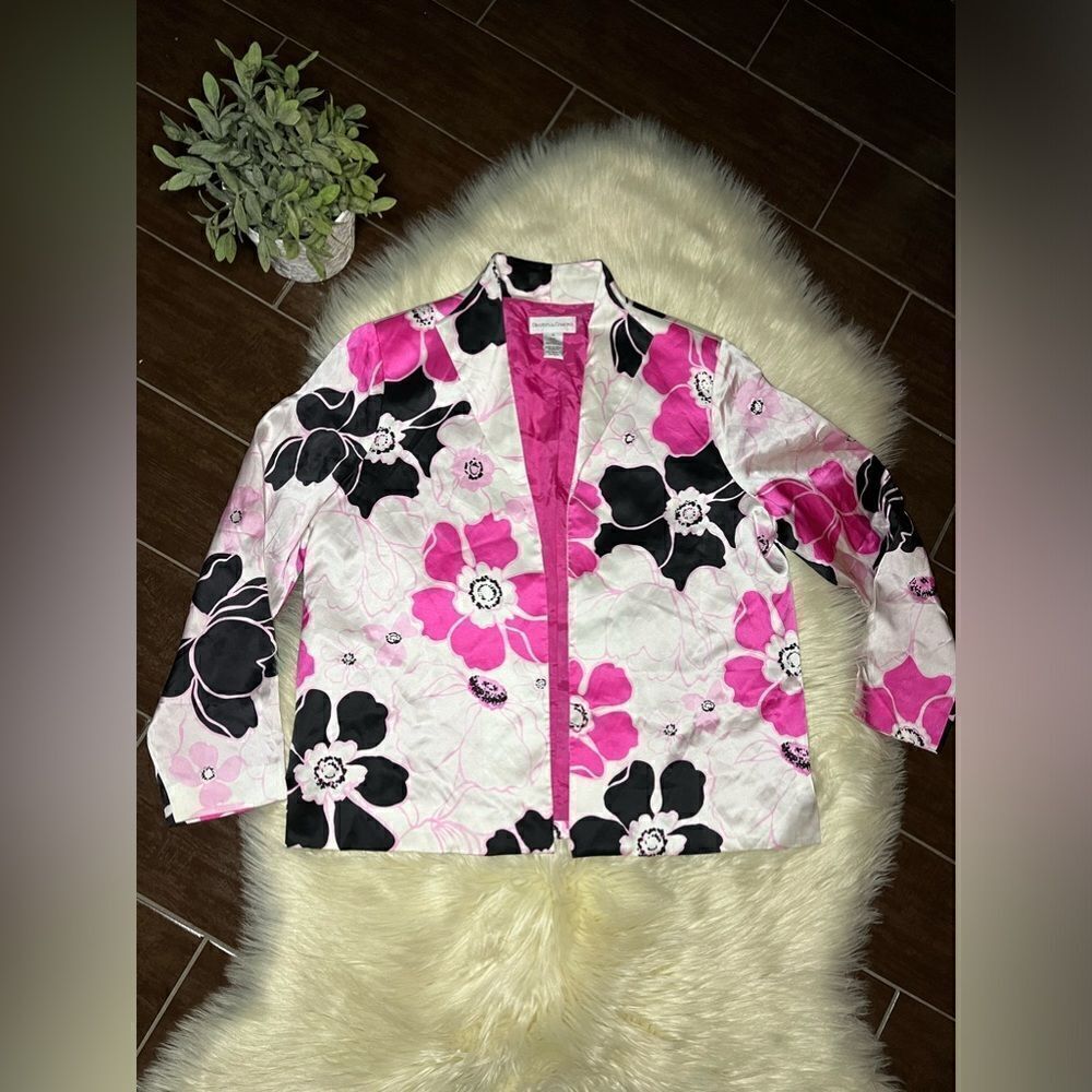 Draper’s & Damon’s pink floral 100% silk blazer sz 12
